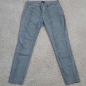 Aqua Gray Snakeskin Print Denim Mid Rise Skinny Jeans 28